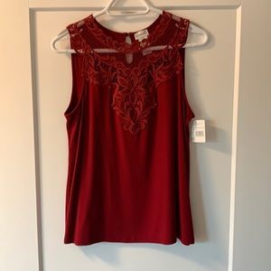 Sleeveless Lace Trimmed Top